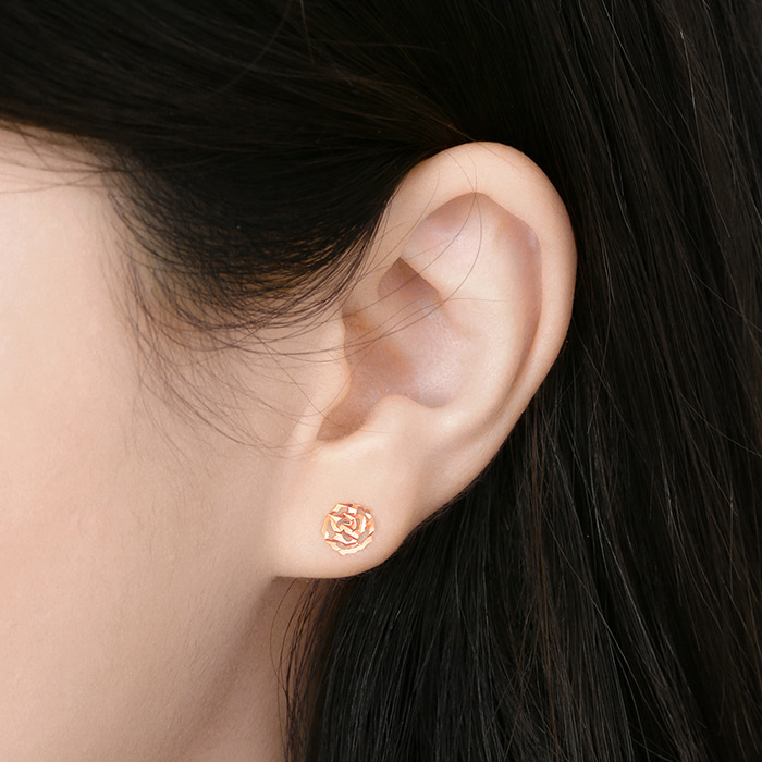 14K/18K 비쥬팝 엘핀 로즈 블라썸 귀걸이 50422,14K,18K,jewelry