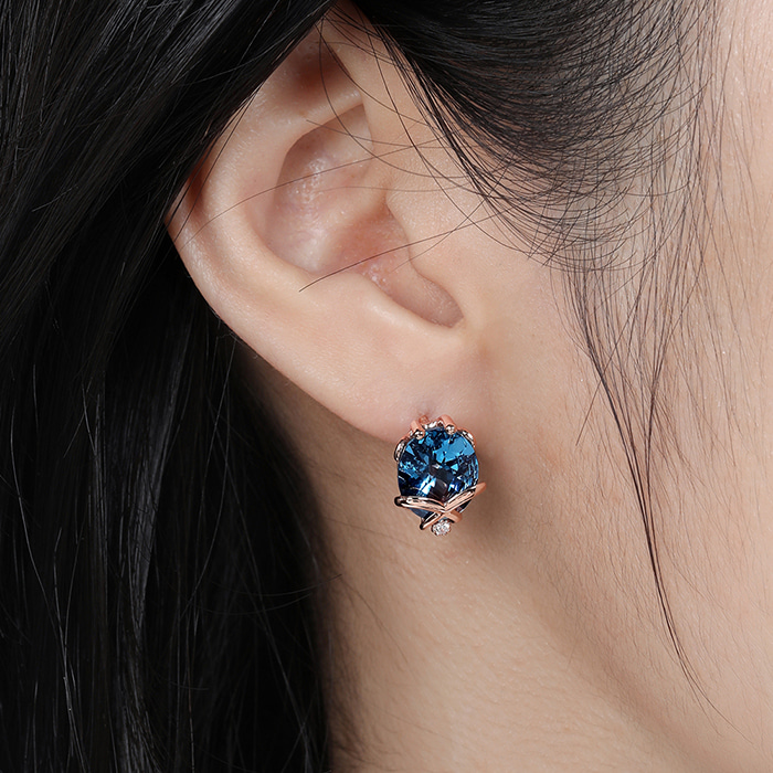 14K/18K 비쥬팝 런던 블루 토파즈 젤코바 귀걸이 41470,14K,18K,jewelry